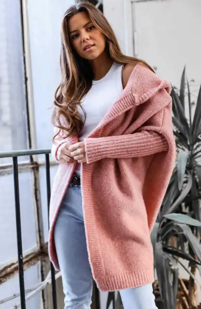 Hooded Patchwork Knit Sweater