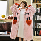Hooded Coral Fleece Kimono Robe for Women