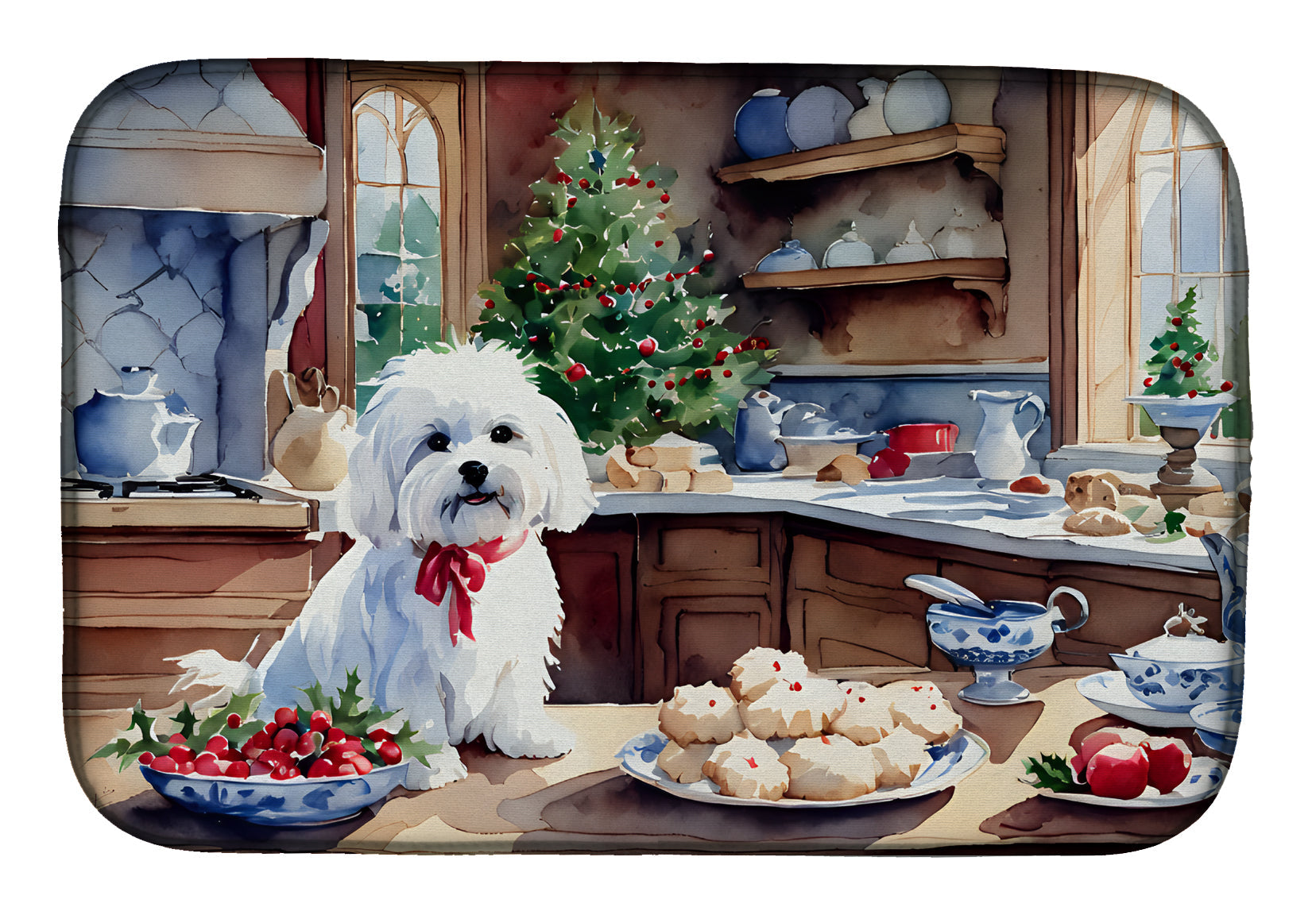 Maltese Christmas Cookies Dish Drying Mat