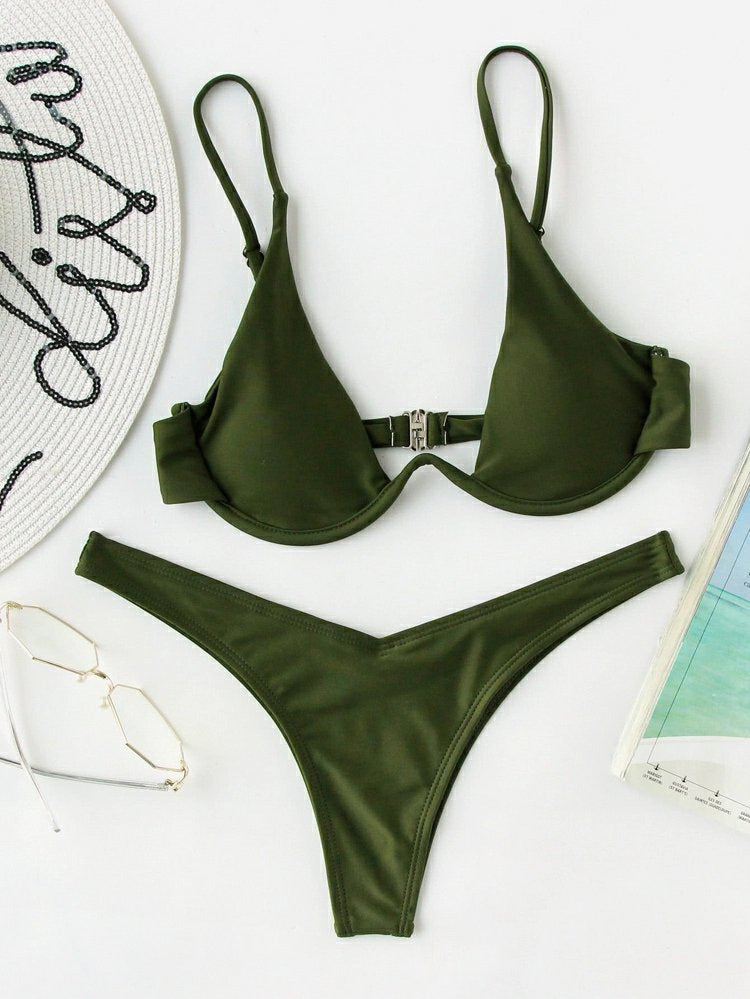 Black Underwire Triangle Bikini Set