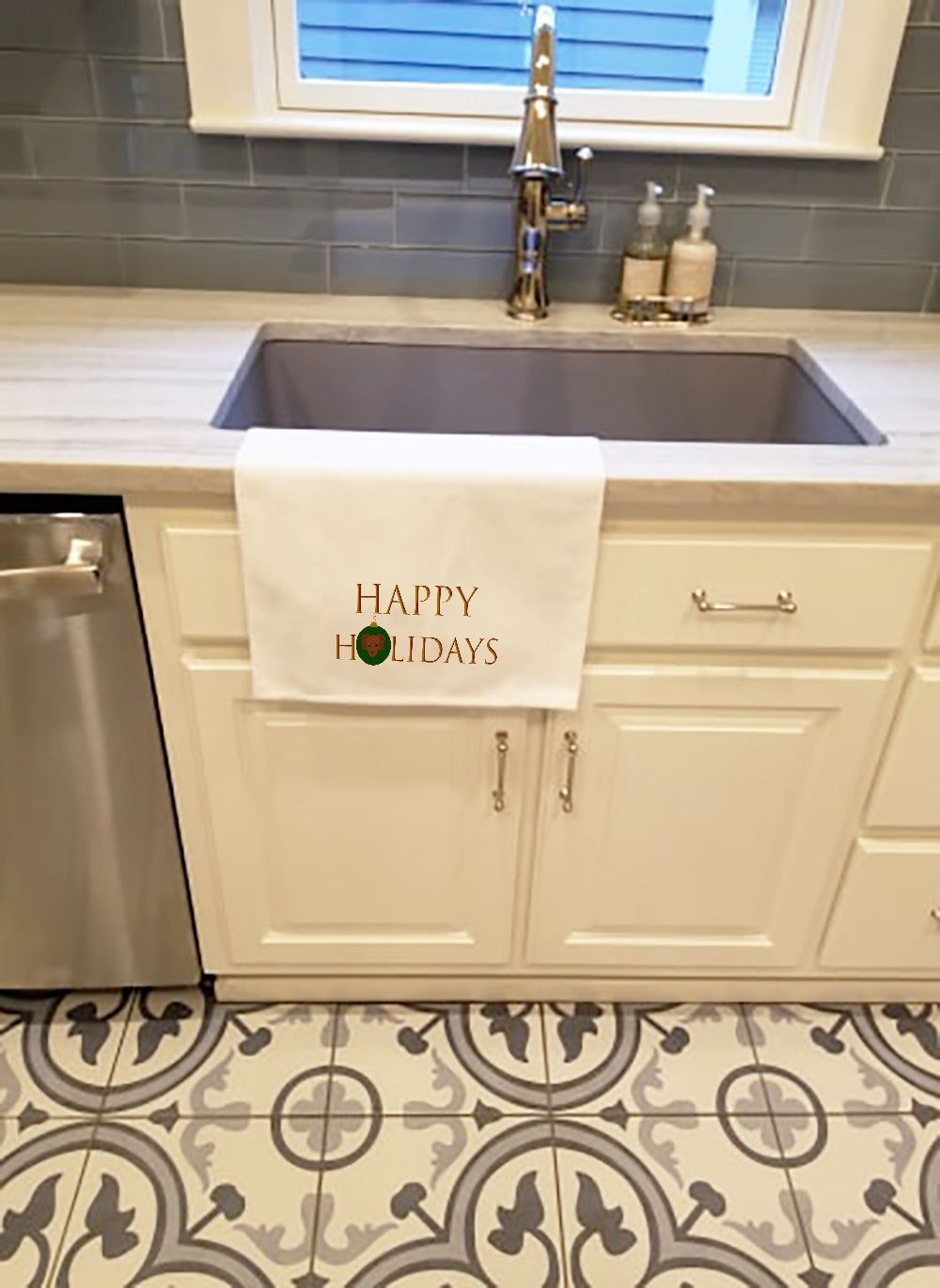 Chihuahua - Persian - Dog Face Happy Holidays Christmas Kitchen Towel Set of 2