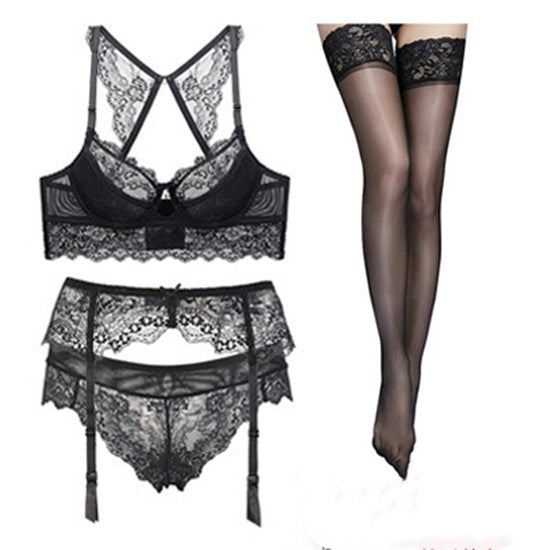 Lace Lingerie Set with Stockings for Nightclubs