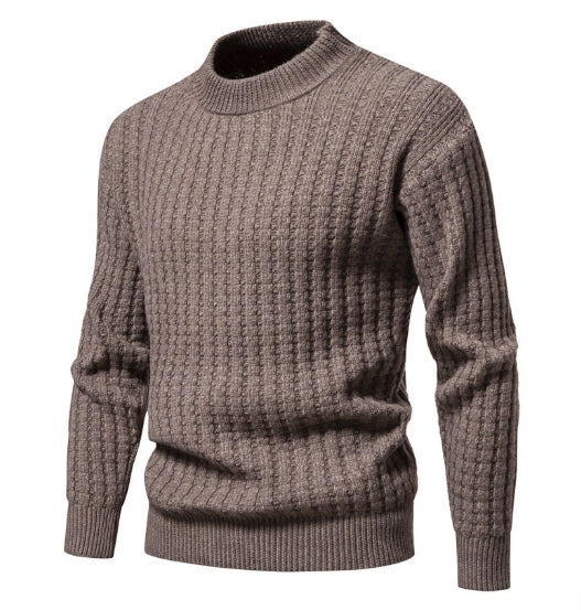Autumn Men's Solid Color Round Neck Knit Sweater