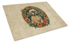 Lhasa Apso Christmas Flowers Glass Cutting Board