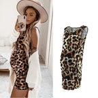 Summer Sleeveless Leopard Dress for Pregnant Women