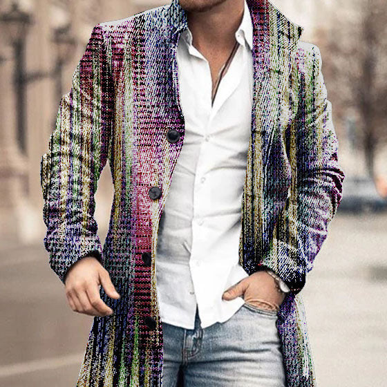 Men's Woolen Stand Collar Medium Long Casual Coat