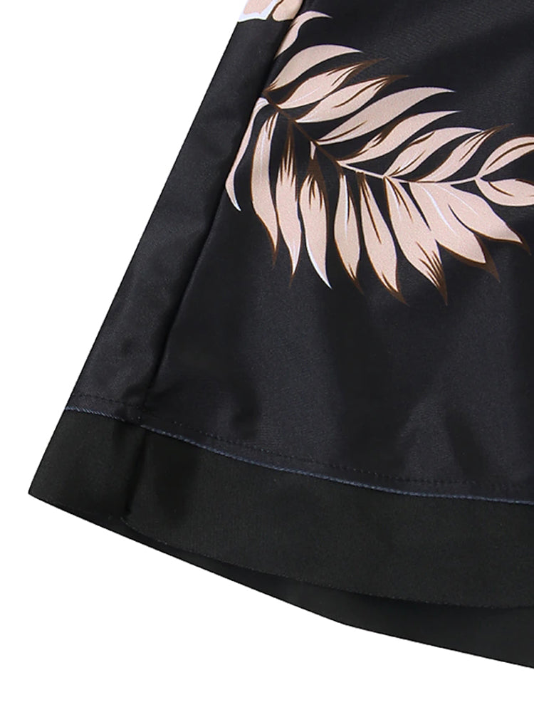 Plus Size Feather Halter V Neck Tankini Swimsuit 3XL