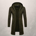 Men's Mid-Length Hooded Cardigan with Large Pockets
