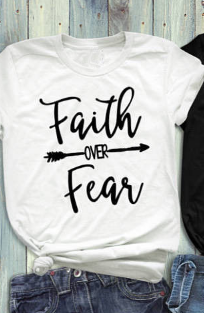 Faith Over Fear Cotton Couple T-Shirt for Men and Women | Faith Streetwear