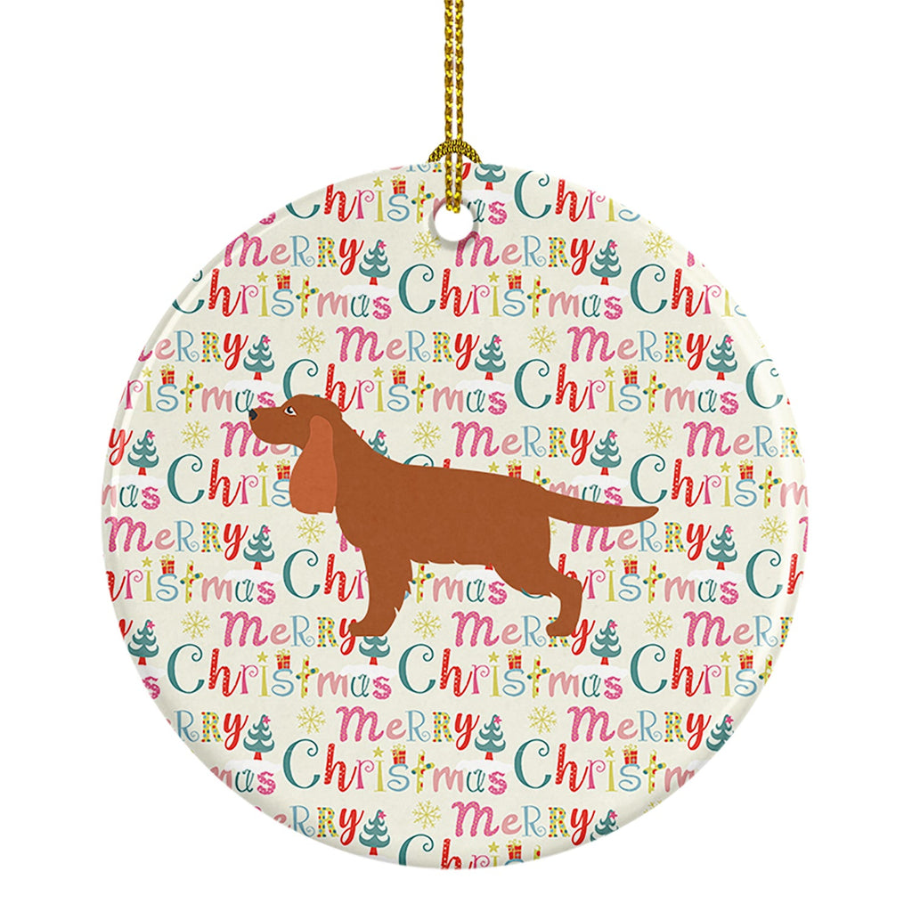 English Cocker Spaniel Merry Christmas Ceramic Ornament