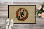 Boston Terrier Christmas Flowers Doormat