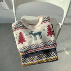 Korean Style Deer Print Thermal Sweater for Men