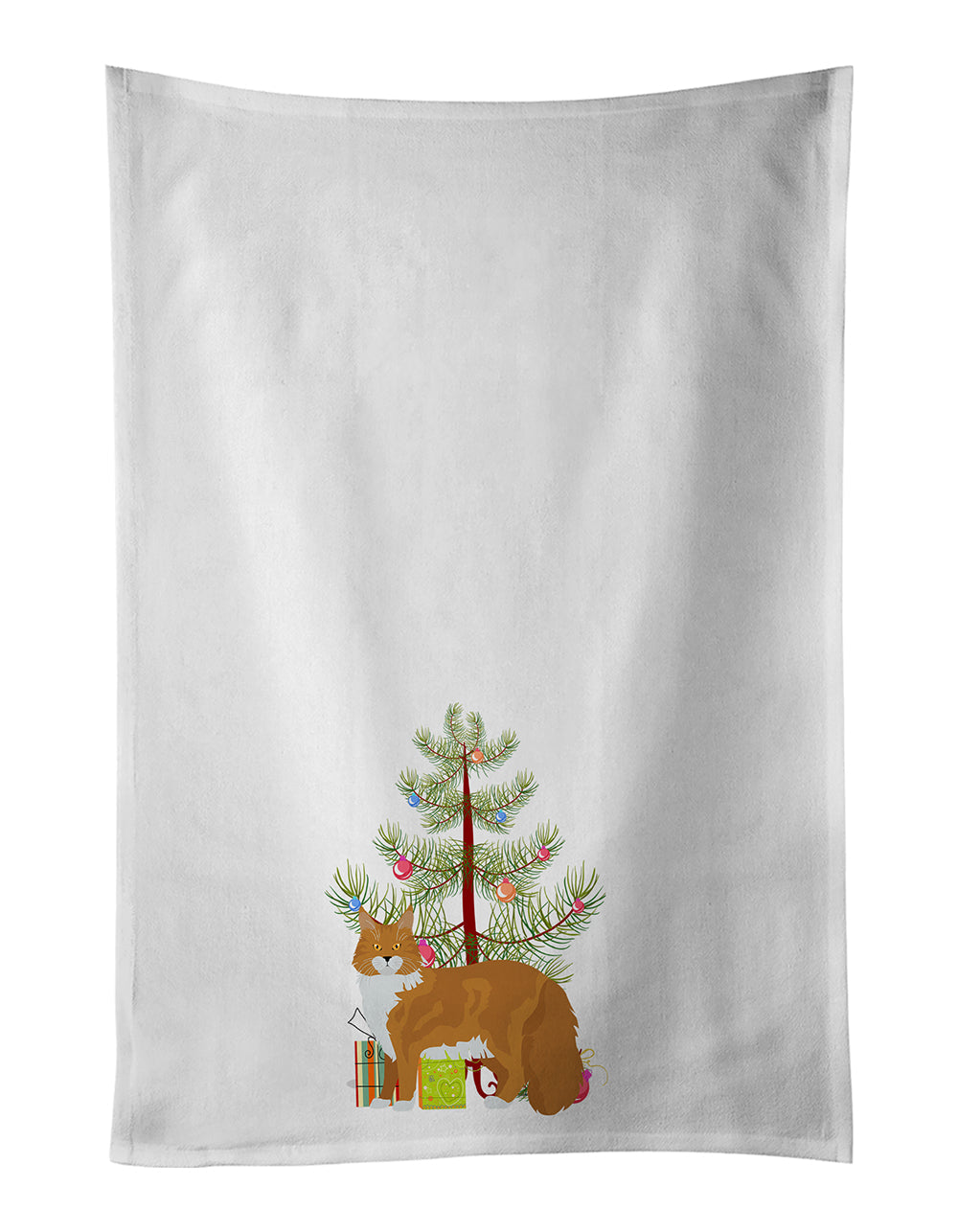 Maine Coon Cat Christmas Kitchen Towel Set of 2