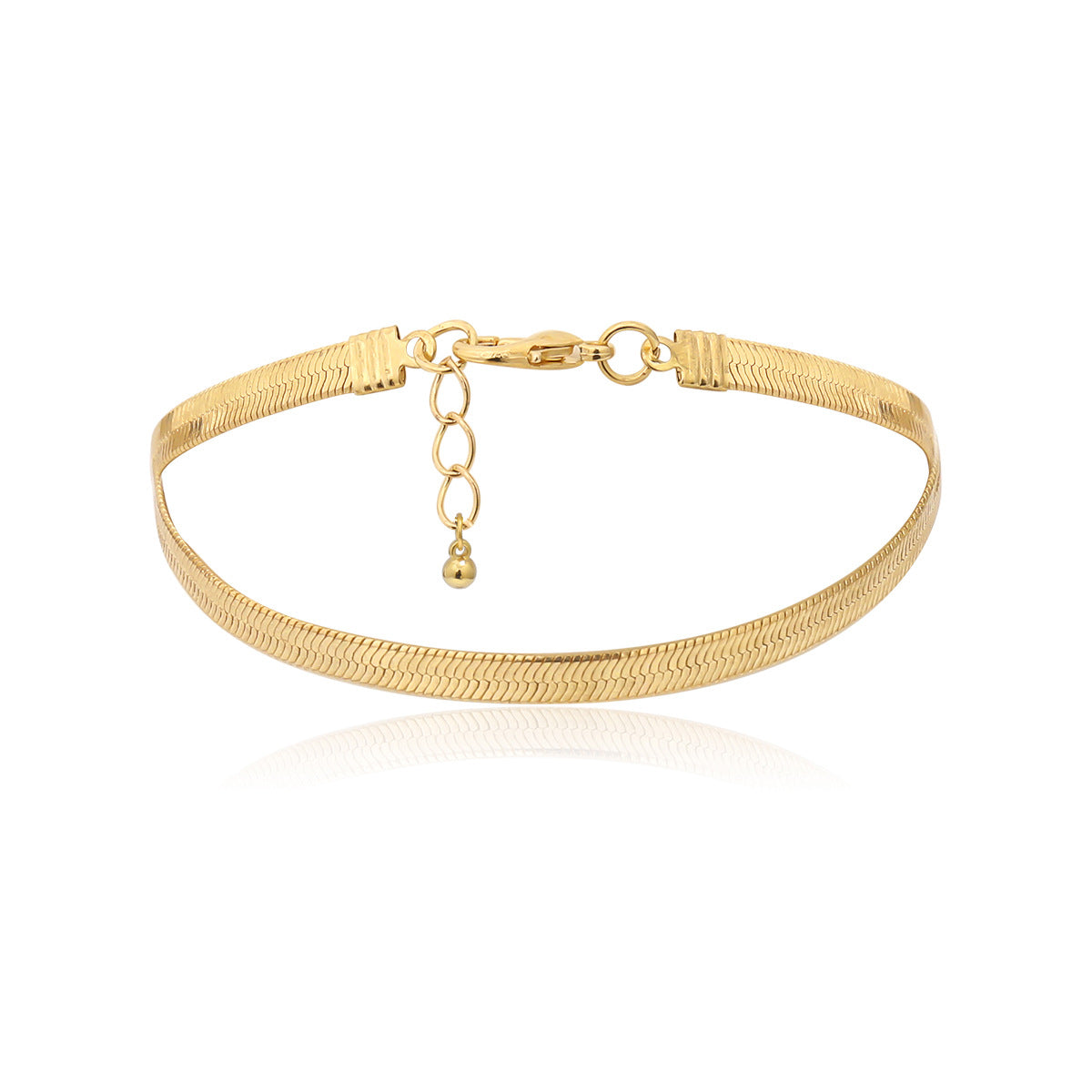 Gold Herringbone Flat Chain Bracelet