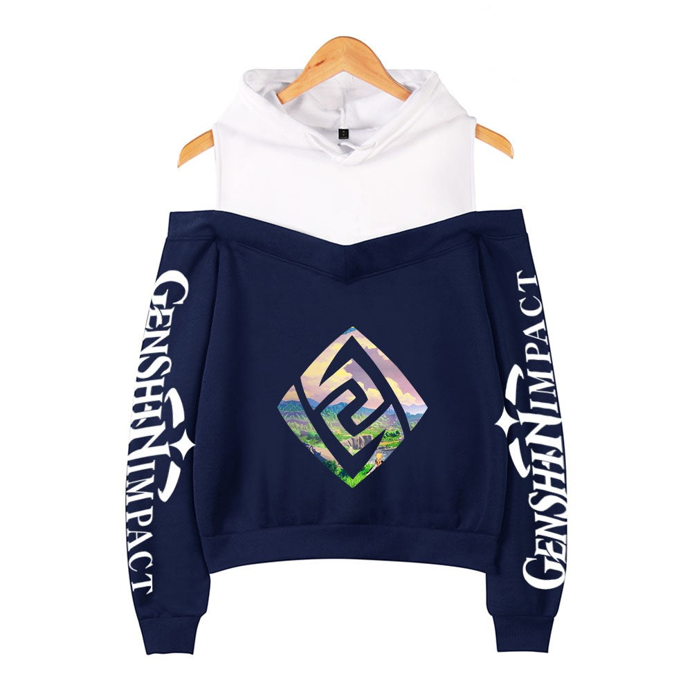 Women's Hooded Off-Shoulder Sweatshirt - Harajuku Style | Streetwear