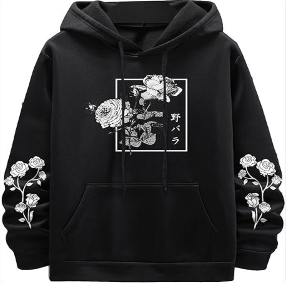Rose Print Casual Sweatshirt | Streetwear