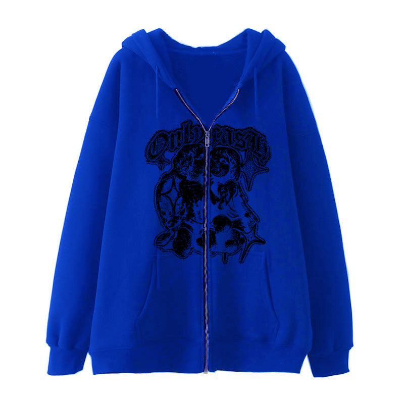 Women's Angel Wings Zipper Casual Hoodie Sweater | Streetwear