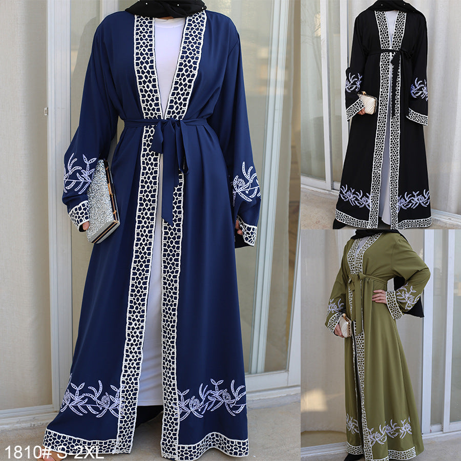 Lace Embroidered Cardigan with Stitching Detail