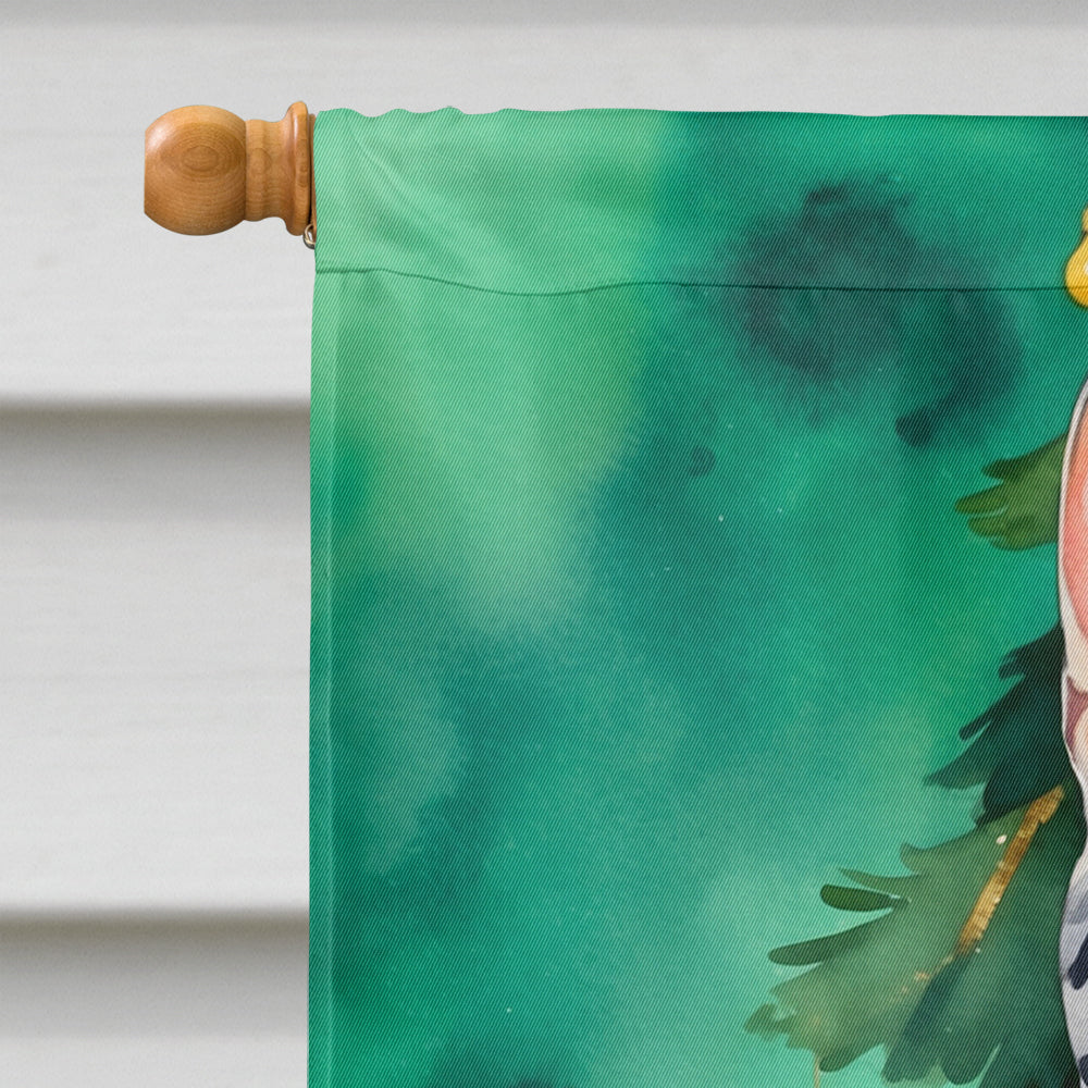 Egyptian Mau Cat By the Christmas Tree House Flag