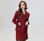 Houndstooth Tassel Short Coat with Skirt