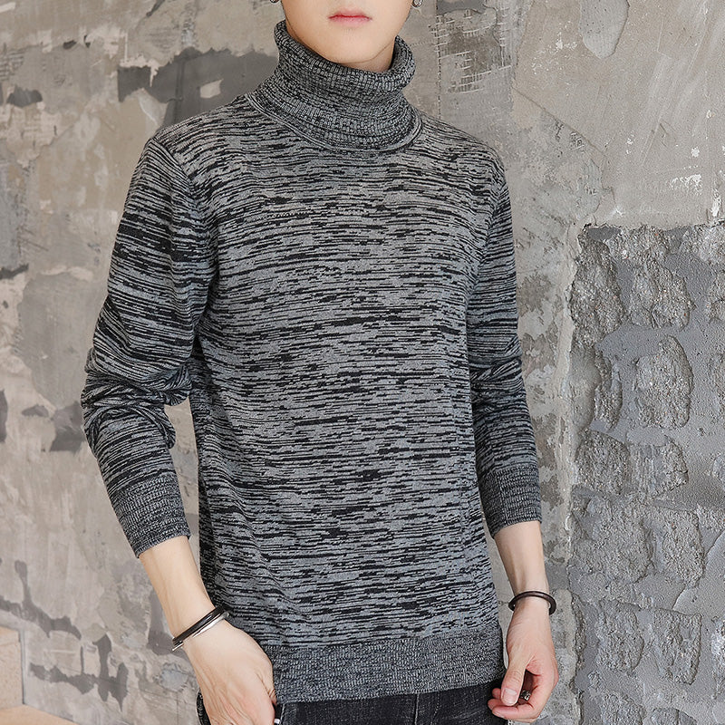 Autumn Men's Slim Fit High Collar Velvet Sweater
