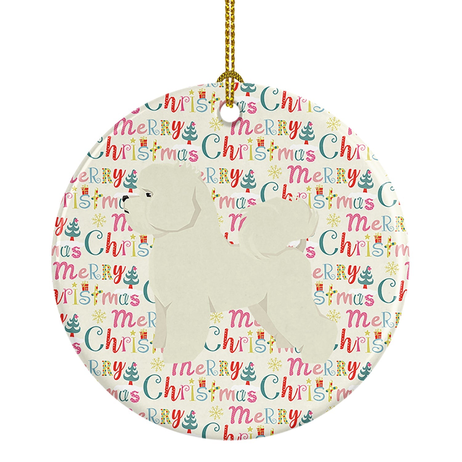 Bichon Frise Merry Christmas Ceramic Ornament