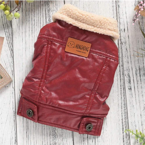 Leather Jacket for Dogs - Winter Pet Coat (One Piece)