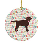 Chocolate Labrador Retriever Merry Christmas Ceramic Ornament