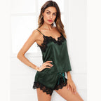 Lace Trimmed Women's Lingerie Pajama Set (Multiple Colors)
