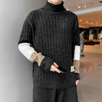 Men's Casual Loose High Neck Long Sleeve Sweater