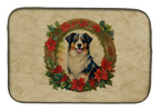 Australian Shepherd Christmas Flowers Dish Drying Mat