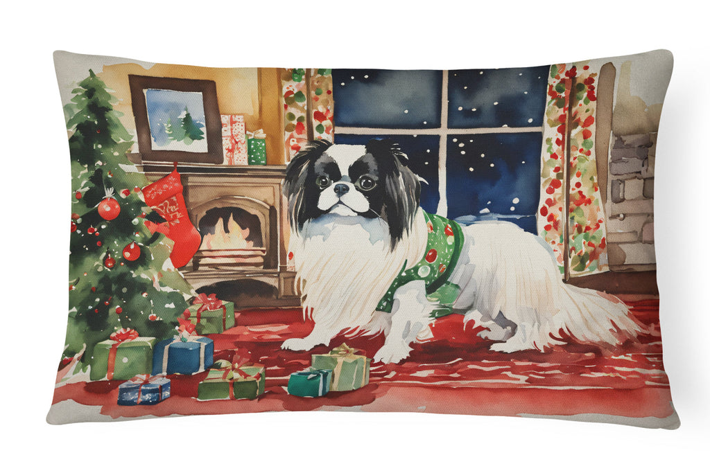 Japanese Chin Cozy Christmas Throw Pillow