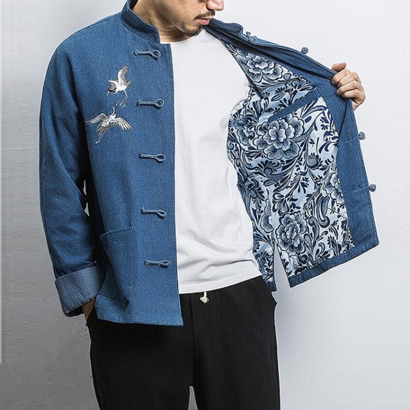 Men's Traditional Chinese Tangzhuang Jacket with Collar