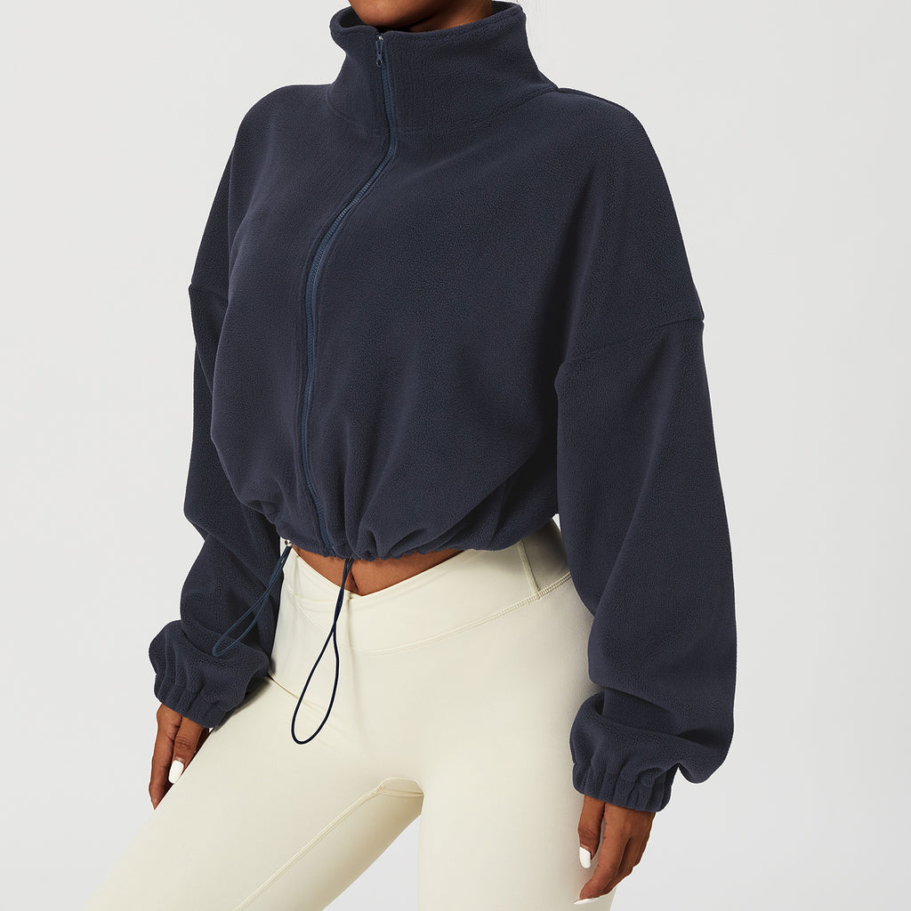 Women's Loose Cashmere Sports Coat with Stand Collar