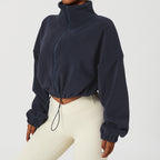 Women's Loose Cashmere Sports Coat with Stand Collar