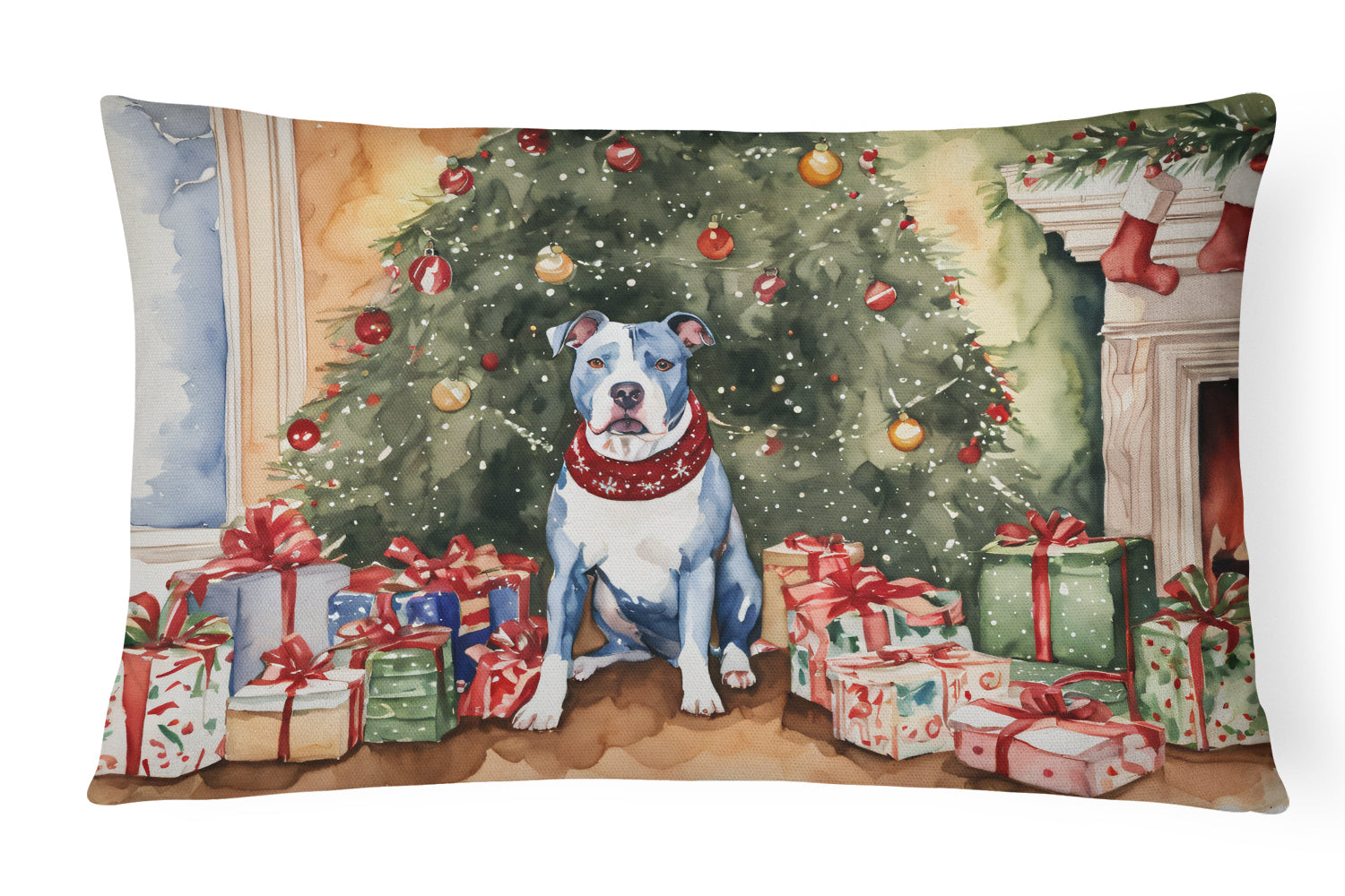 Pit Bull Terrier Christmas Throw Pillow