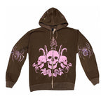 Oversized Brown Print Hooded Sweatshirt | Streetwear