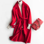 Korean Style Women's Loose Lace-up Wool Coat 2023