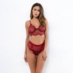 Lace Trim Thong Set with Sexy Lingerie and Shorts