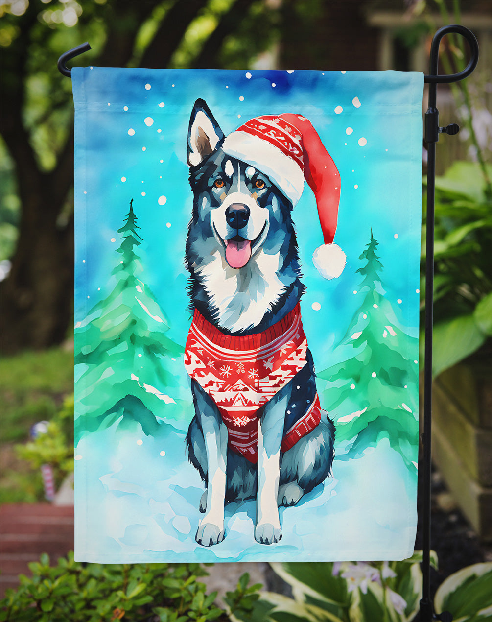 Siberian Husky Christmas Garden Flag