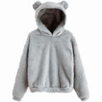 Warm and Cute Reversible Velvet Bunny Ear Hoodie | Streetwear