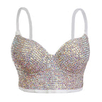 Rhinestone Crop Top Women Night Club Corset Streetwear