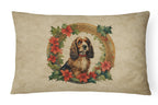 English Cocker Spaniel Christmas Flowers Throw Pillow