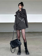 Gothic Punk Oversized Hooded Sweatshirt for Women | Streetwear