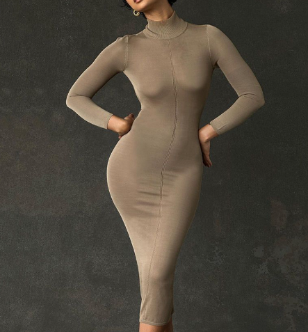 Women's Backless Knitted Half-Turtleneck Dress