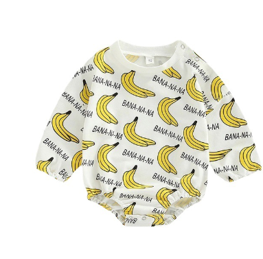 Warm Banana Pattern Baby Bodysuit for Autumn & Winter
