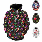 Christmas Print Long Sleeve Hoodie in Polyester | Streetwear