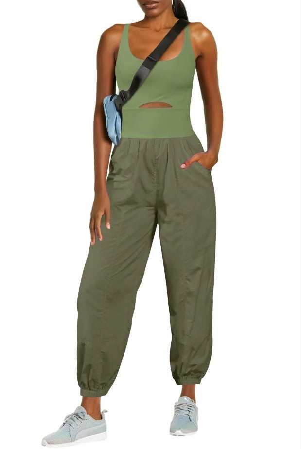 Camisole Tracksuits Romper with Pockets (One Set)