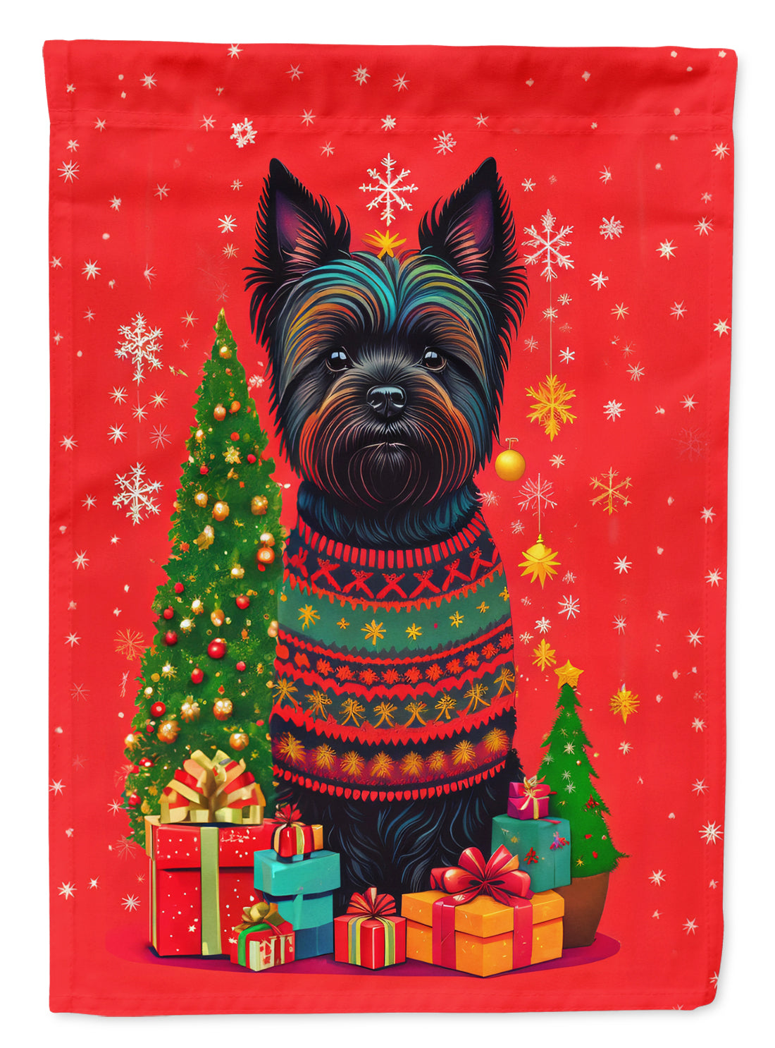 Black Cairn Terrier Holiday Christmas House Flag