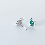 Silver Christmas Tree Stud Earrings for Women